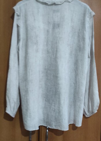 Bej Keten Uzun Kollu Bol Kesim Kadın Takım - Görsel 7