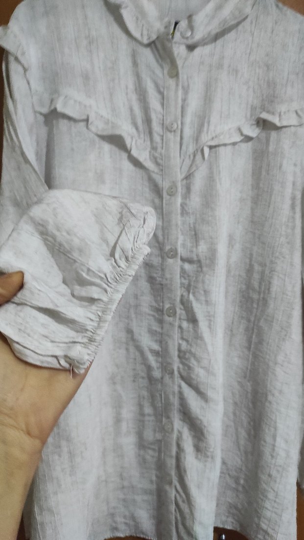 Bej Keten Uzun Kollu Bol Kesim Kadın Takım - Görsel 5