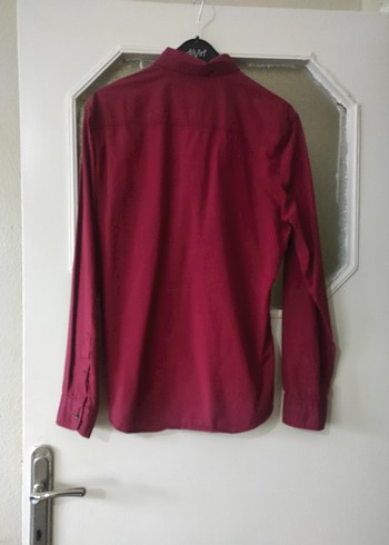 Bordo Erkek Keten Gömlek Uzun Kollu - Görsel 3