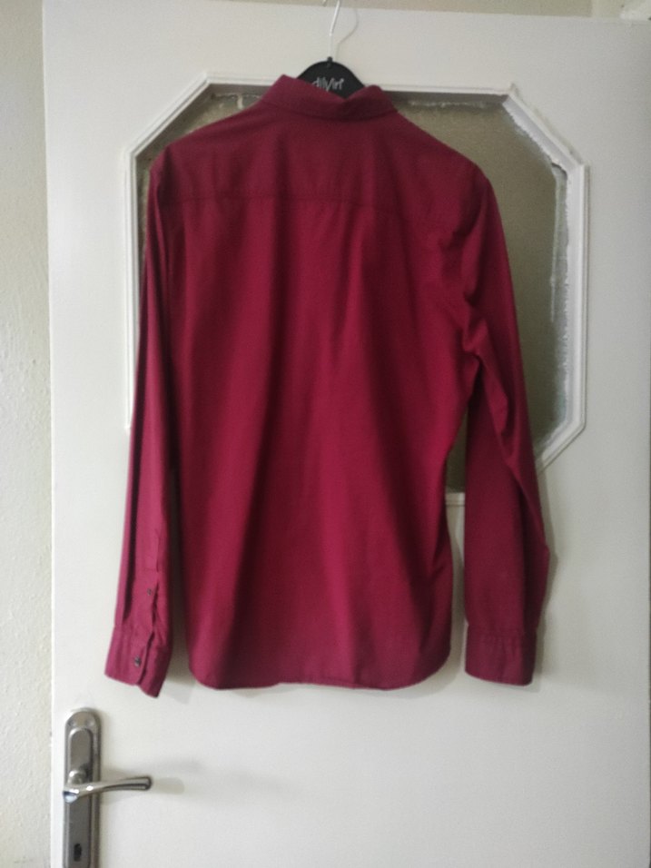 Bordo Erkek Keten Gömlek Uzun Kollu - Görsel 3