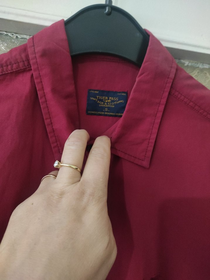 Bordo Erkek Keten Gömlek Uzun Kollu - Görsel 2