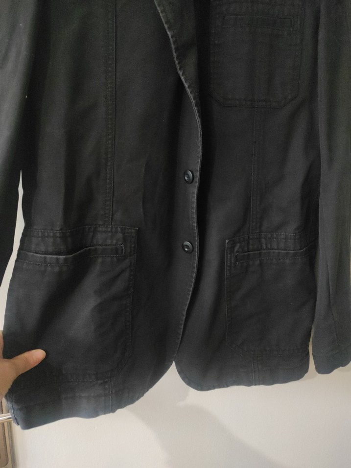 Siyah Erkek Keten Ceket - Görsel 5