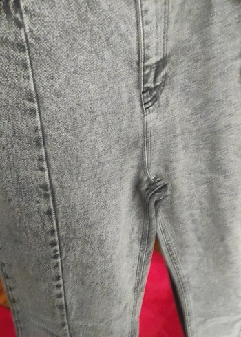 Gri Bol Kesim  Kadın Kot Pantolon - Görsel 3