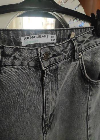 Gri Bol Kesim  Kadın Kot Pantolon - Görsel 2