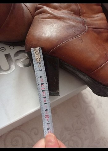 Kahverengi Deri Kadın Botlar Topuklu - Görsel 6