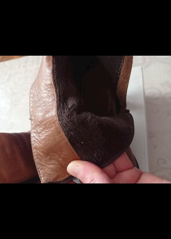 Kahverengi Deri Kadın Botlar Topuklu - Görsel 5