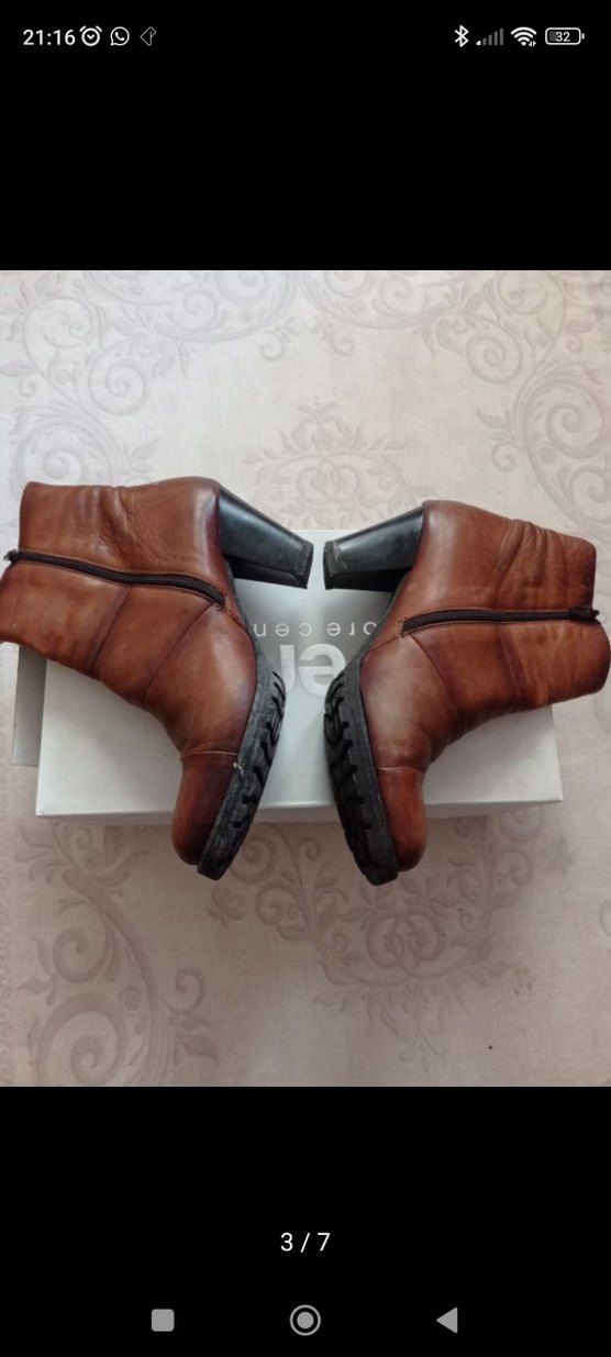 Kahverengi Deri Kadın Botlar Topuklu - Görsel 3