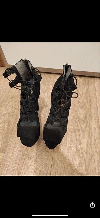 Siyah platform gladyatör topuklu ayakkabı - Görsel 5