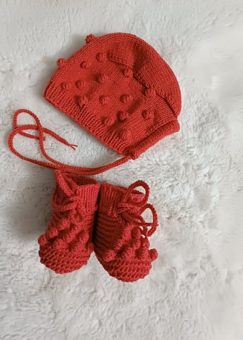 El Örgüsü Bebek Bere+Patik - Görsel 2