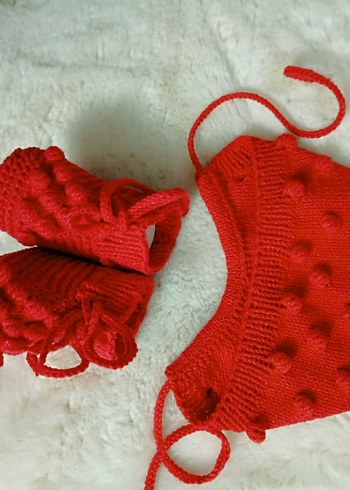 El Örgüsü Bebek Bere+Patik - Görsel 3