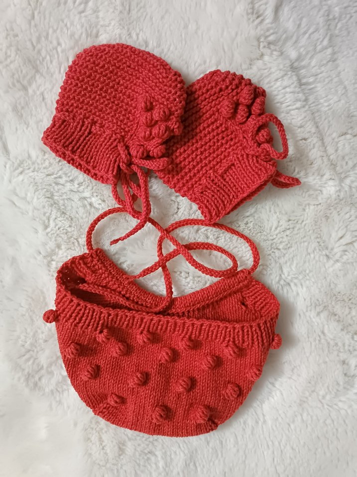 El Örgüsü Bebek Bere+Patik - Görsel 5