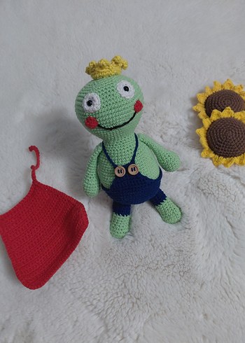 Renkli Örgü Kurbağa prens - Görsel 2