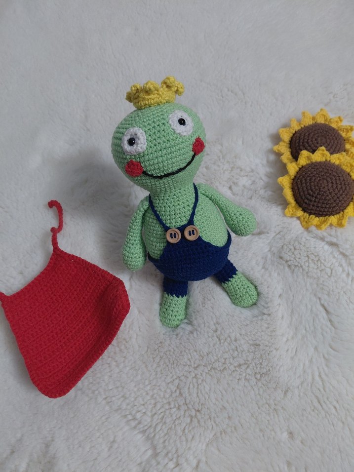 Renkli Örgü Kurbağa prens - Görsel 2