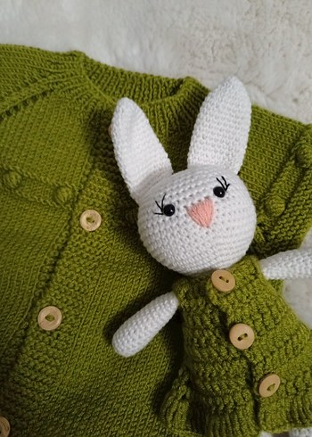 El örgüsü bebek yeleği+ tavşan - Görsel 4