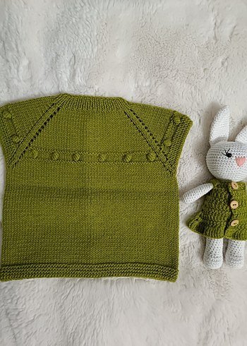 El örgüsü bebek yeleği+ tavşan - Görsel 2