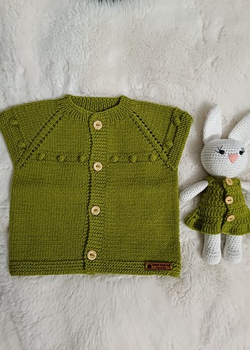 El örgüsü bebek yeleği+ tavşan - Görsel 3