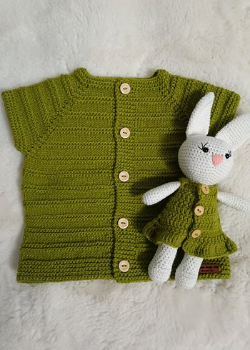El örgüsü bebek yeleği+ tavşan - Görsel 2