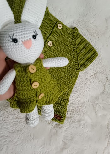 El örgüsü bebek yeleği+ tavşan - Görsel 3