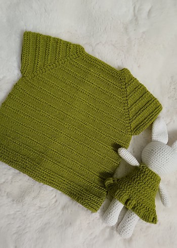 El örgüsü bebek yeleği+ tavşan - Görsel 4