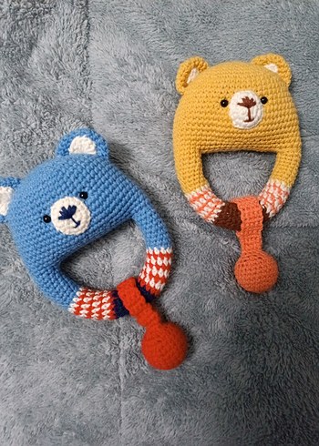 Renkli Örgü Ayıcık Diş Kaşıyıcı ve Çıngırak - Görsel 5