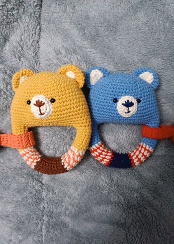 Renkli Örgü Ayıcık Diş Kaşıyıcı ve Çıngırak - Görsel 2