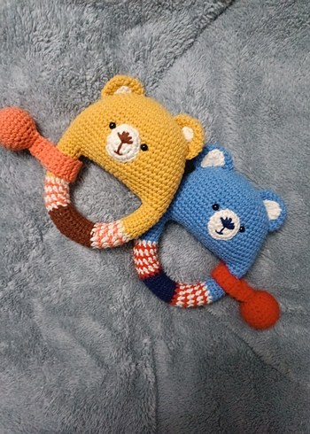 Renkli Örgü Ayıcık Diş Kaşıyıcı ve Çıngırak - Görsel 3