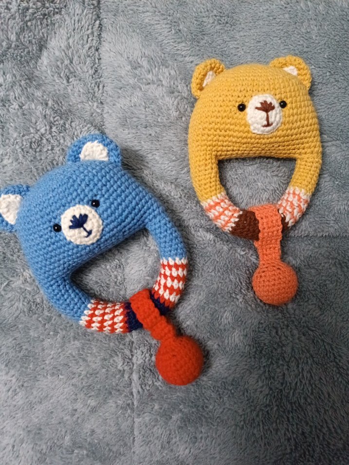 Renkli Örgü Ayıcık Diş Kaşıyıcı ve Çıngırak - Görsel 5