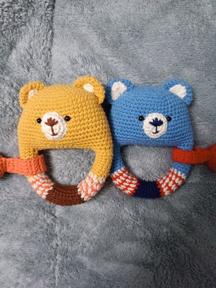 Renkli Örgü Ayıcık Diş Kaşıyıcı ve Çıngırak - Görsel 2