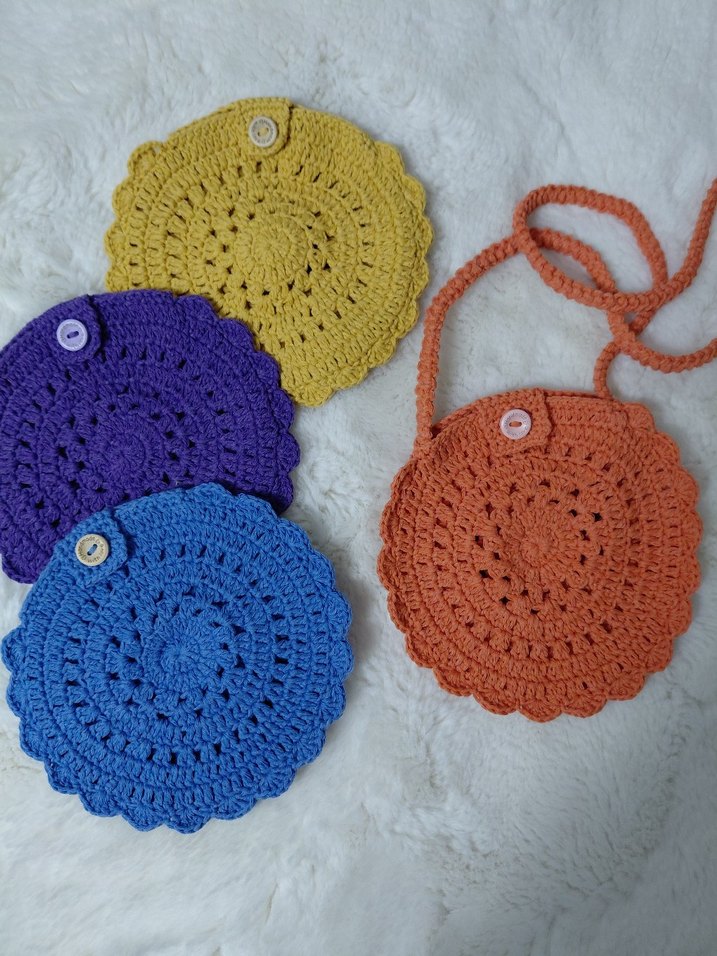 Örgü Yuvarlak Çocuk Çantası - Görsel 3