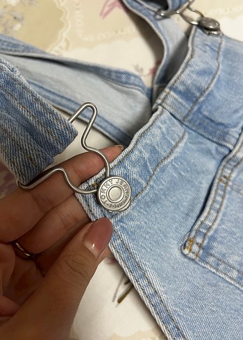 Tommy Jeans Mavi Kot Askılı Midi Elbise - Görsel 3