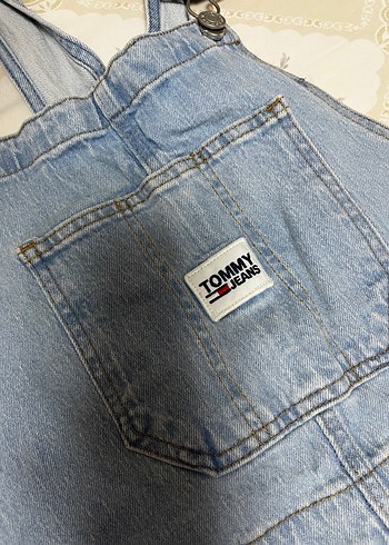 Tommy Jeans Mavi Kot Askılı Midi Elbise - Görsel 2