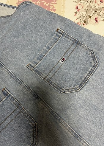 Tommy Jeans Mavi Kot Askılı Midi Elbise - Görsel 6