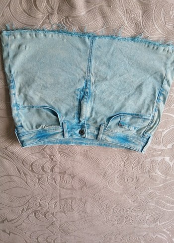 Düğmeli Mini Batik Mavi Kot etek