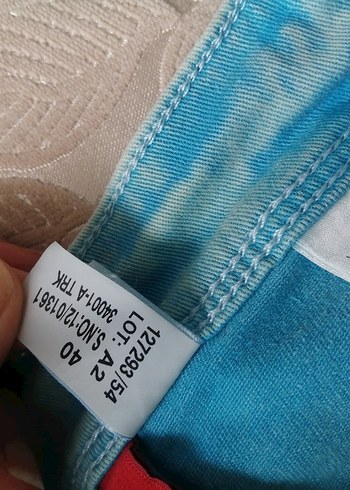 40 Beden Düğmeli Mini Batik Mavi Kot etek