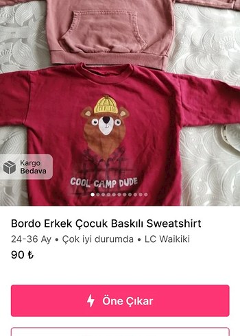 Bordo Erkek Çocuk Kapüşonlu Sweatshirt