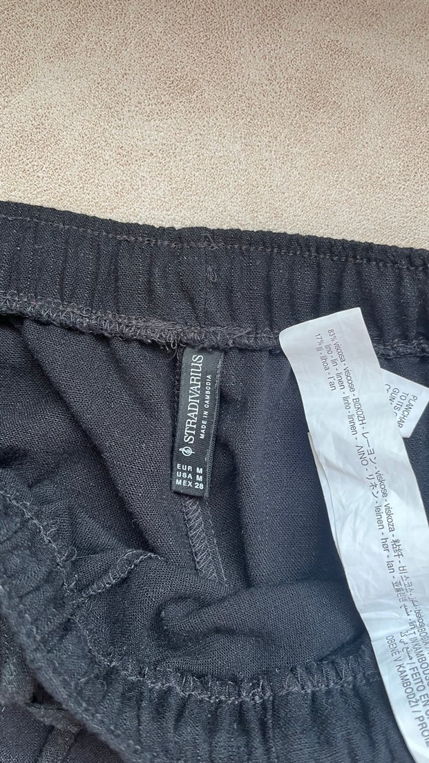 Stradivarius Siyah Keten Pantolon - Görsel 4