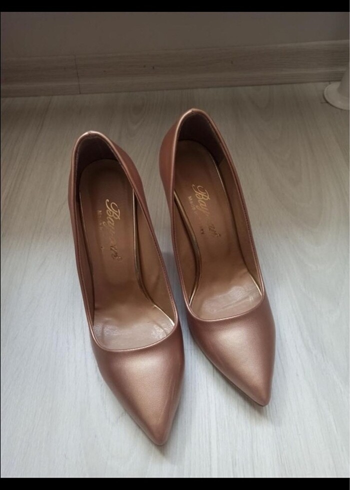 somon rengi topuklu stiletto ayakkabı - Görsel 3