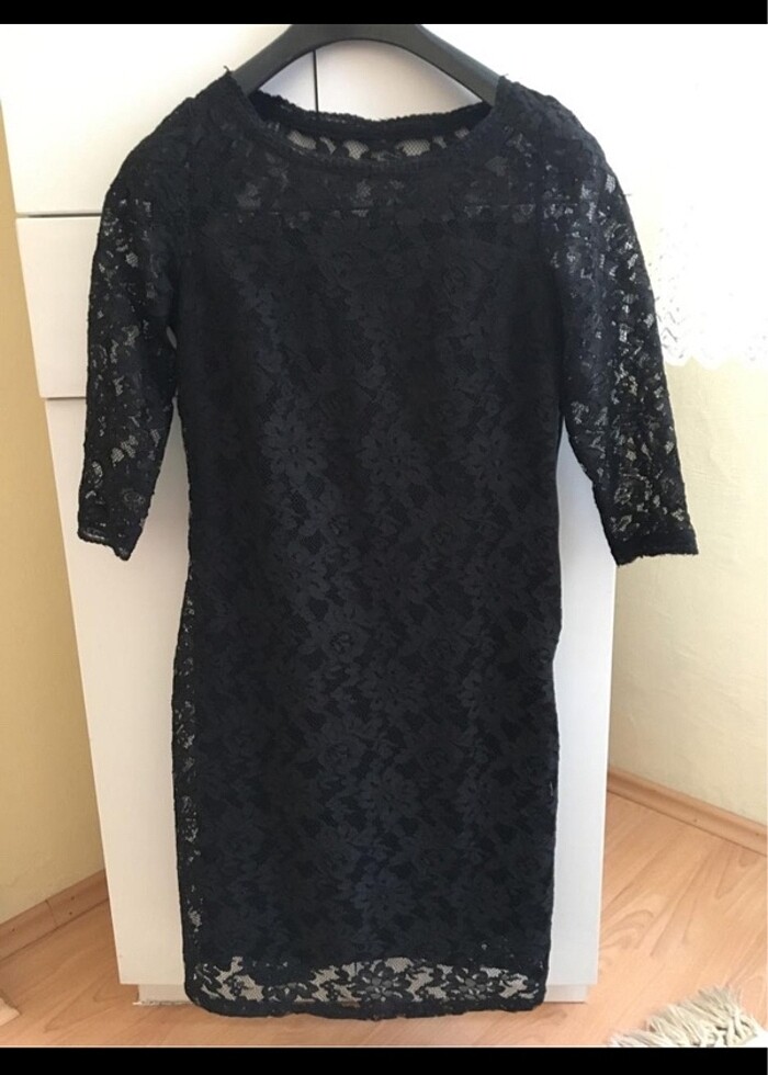 siyah dantel elbise - Görsel 2