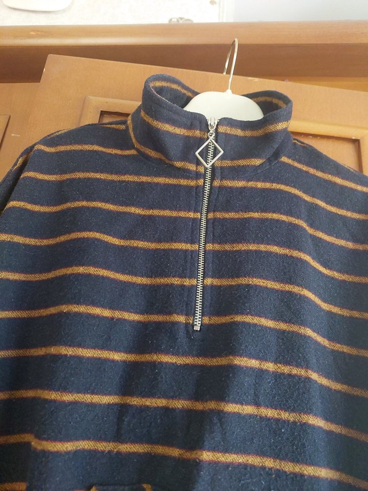 Yarım Fermuarlı Çizgili Sweatshirt - Görsel 2