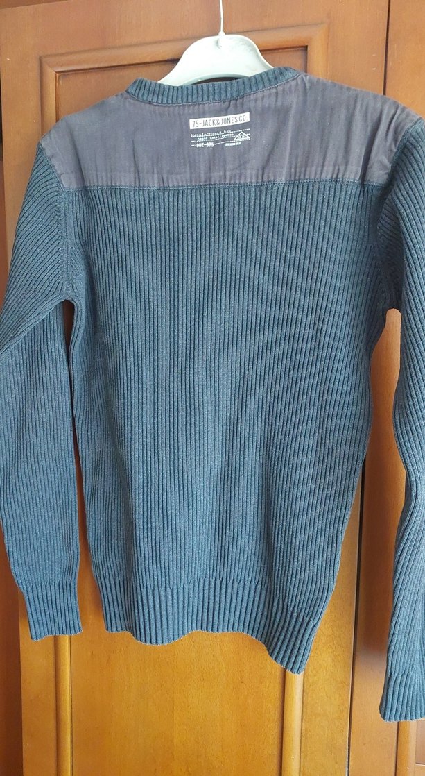 Gri Erkek Triko Kazak, Bisiklet Yaka - Görsel 3