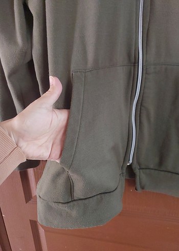 Kadın Kapüşonlu Fermuarlı Rahat Sweatshirt m&xl - Görsel 5