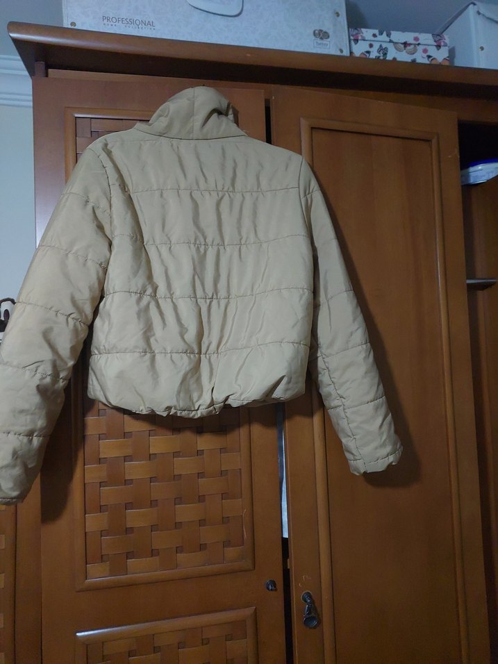 Bej Fermuarlı Kadın Mont, Yüksek Yakalı, Günlük takas yok emanet - Görsel 2