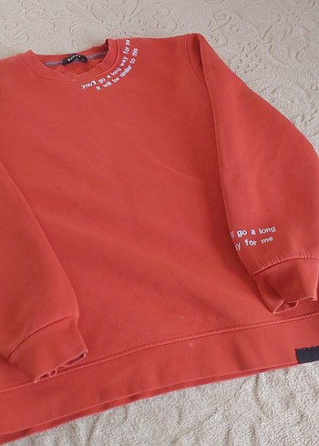 Kırmızı Oversize Kadın Sweatshirt geniş kalib - Görsel 2