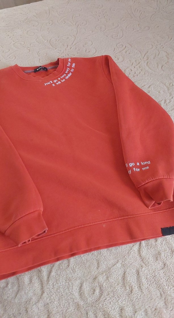 Kırmızı Oversize Kadın Sweatshirt geniş kalib - Görsel 2