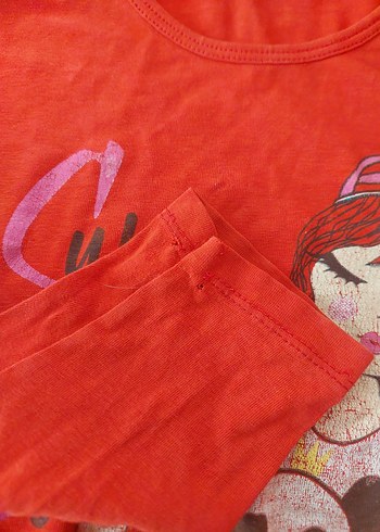 Kız Çocuk Renkli Baskılı Uzun Kollu Tişört - Görsel 3