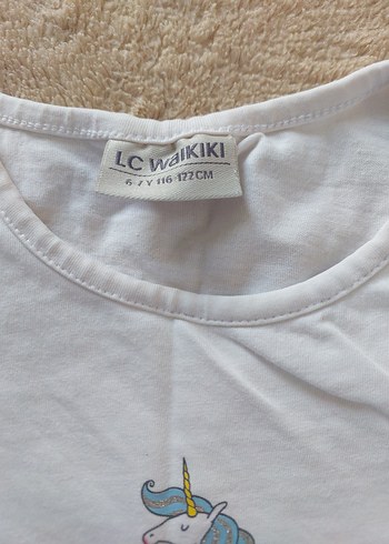 Kız Çocuk Baskılı Beyaz Pamuklu Tişört - Görsel 2