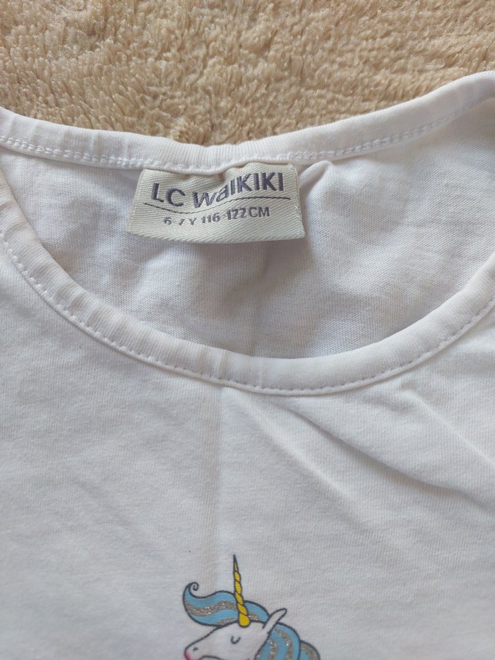 Kız Çocuk Baskılı Beyaz Pamuklu Tişört - Görsel 2