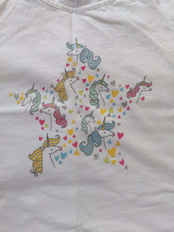 Kız Çocuk Baskılı Beyaz Pamuklu Tişört - Görsel 3