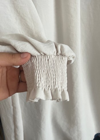 40 Beden Uzun Kollu Beyaz Keten Midi Tunik