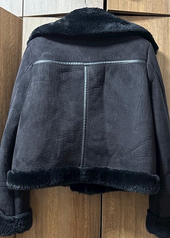 Siyah Süet Kadın Kürklü Ceket - Görsel 4